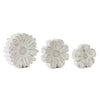 Set of 3 White Washed Stone Flower Decor – Farmhouse Spring Tabletop Accent