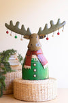 Recycled Metal Christmas Moose with Ornaments