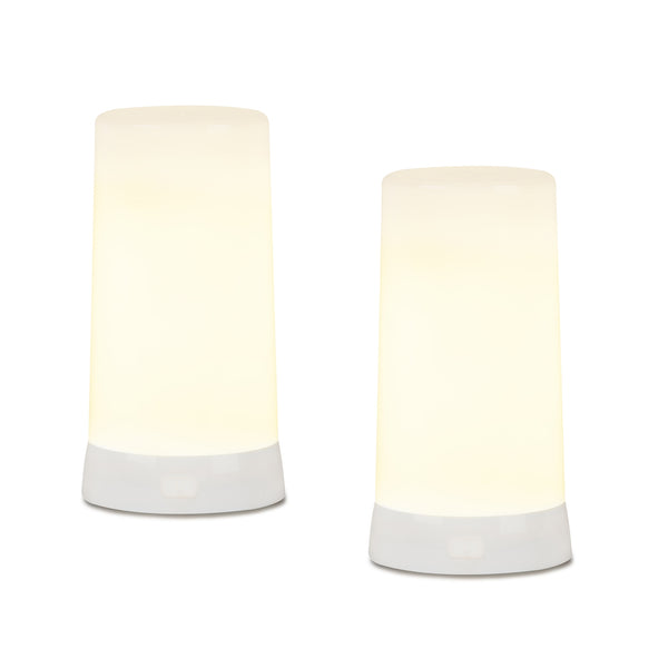 Melrose Raw-Set of 2 White LED Flickering Candles with Remote – Modern Farmhouse Lighting Décor