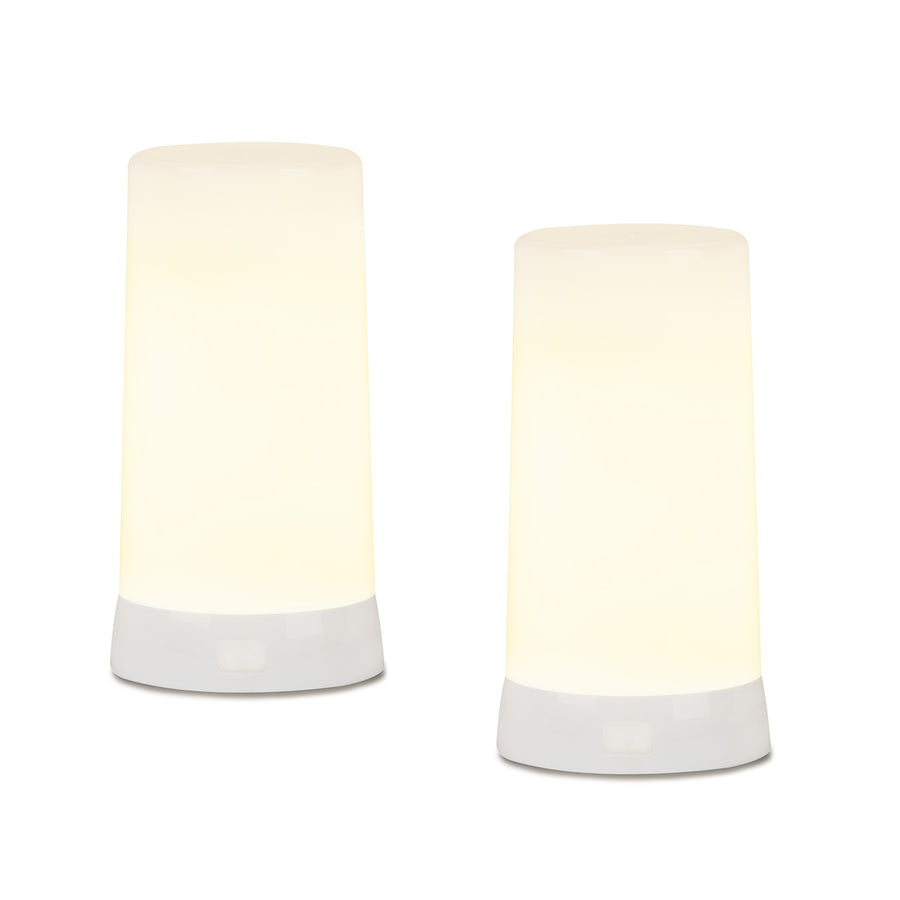 Melrose Raw-Set of 2 White LED Flickering Candles with Remote – Modern Farmhouse Lighting Décor
