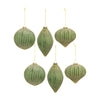 Ribbed Glass Ornaments with Gold Accent – Set of 6 Christmas Ornaments