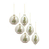 Painted Snowy Pine Tree Ball Ornaments – Set of 6 Glass Christmas Ornaments