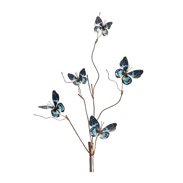 Set of 6 Blue and Black Butterfly Sprays – Whimsical Spring Botanical Décor