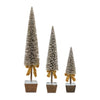 Potted Bottle-Brush Pine Trees, Set of 3 — Gold & Snow Christmas Décor