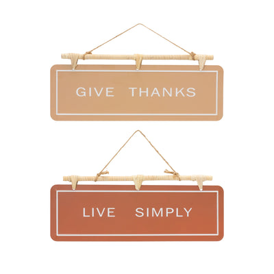 Live Simply Give Thanks Sign Set of 2 Iron Fall
