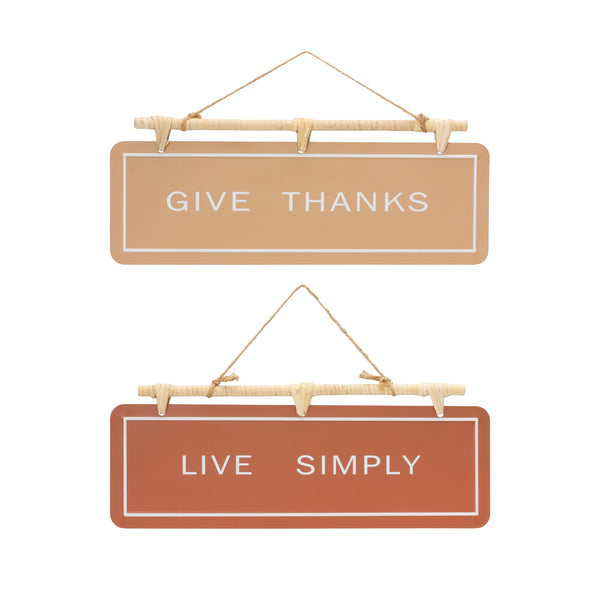 Live Simply Give Thanks Sign Set of 2 Iron Fall
