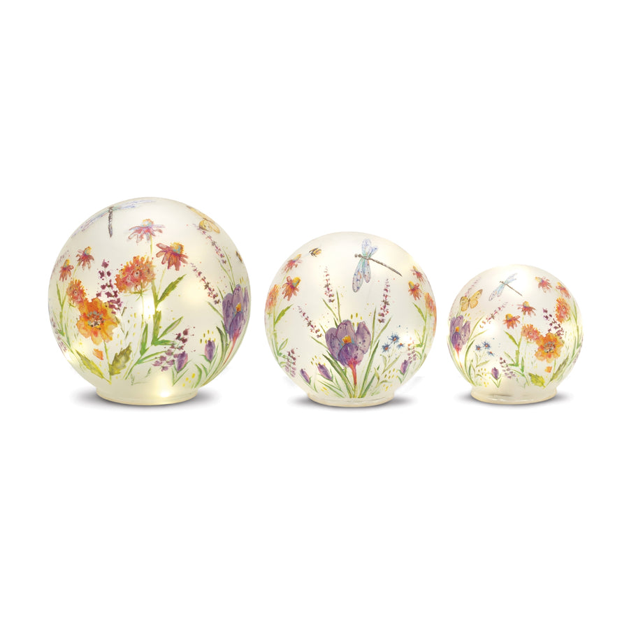 Melrose Raw-Set of 3 LED Floral Dragonfly Orbs – Traditional Spring Novelty Décor