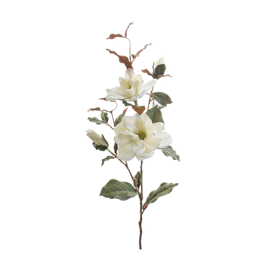 Melrose Raw-Set of 2 Magnolia Floral Sprays White & Green – Farmhouse Botanical Spring Décor
