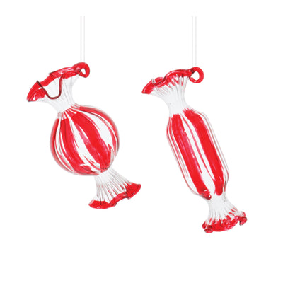Glass Peppermint Candy Ornaments Set of 12
