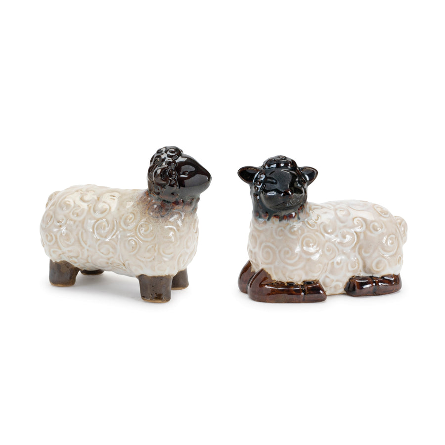 Melrose Raw-Set of 6 Mini Sheep Figurines – Traditional Farmhouse Novelty Decor