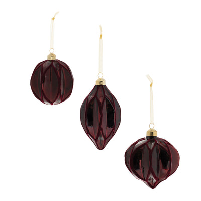 Velvet Glass Ornaments Set of 6