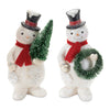 Glittered Snowman Figurines – Set of 2 Christmas Tabletop Décor