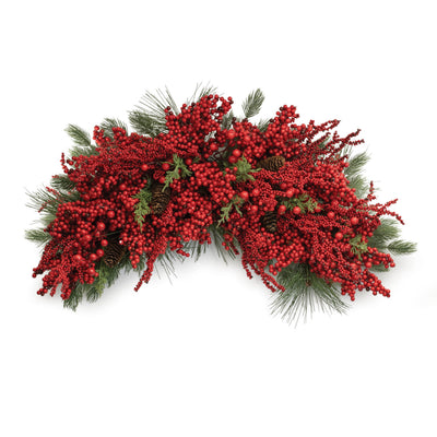 Mixed Pine and Berry Christmas Crest 31 inch