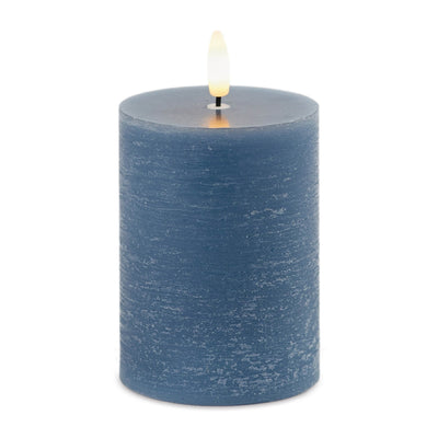 Melrose Raw-Set of 2 Blue Pillar LED Candles FIA Wick Technology – Glam Contemporary Décor