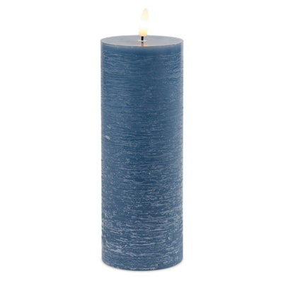 Set of 2 Blue Pillar LED Candles Realistic Glow – Traditional Farmhouse Décor