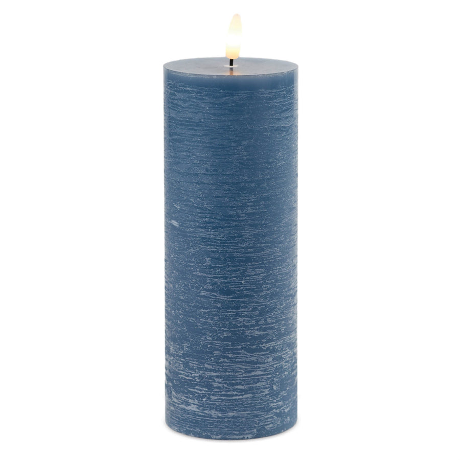 Set of 2 Blue Pillar LED Candles Realistic Glow – Traditional Farmhouse Décor