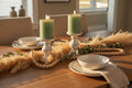 Melrose Raw-Set of 2 Green LED Pillar Candles Realistic Flicker – Traditional Farmhouse Seasonal Décor