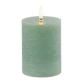Set of 2 Green LED Pillar Candles Realistic Flicker – Traditional Farmhouse Seasonal Décor