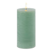 Flameless Green Pillar Candle (Set of 2) – 6"H