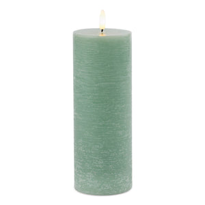 Flameless Green Pillar Candle (Set of 2) – 8"H