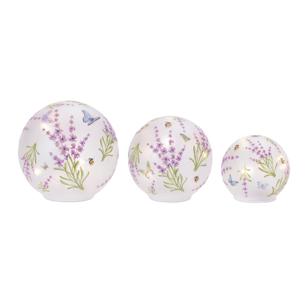Melrose Raw-Set of 3 LED Glass Globes with Frosted Finish – Glam Spring Floral Décor