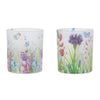 Set of 6 Frosted Glass Votive Candle Holders – Traditional Wildflower Spring Décor