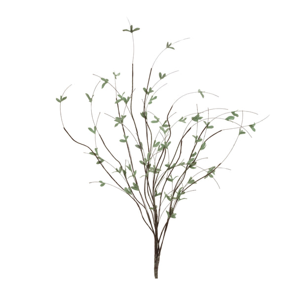 Set of 4 Mini Leaf Twig Branches – Green Farmhouse Faux Stems Décor