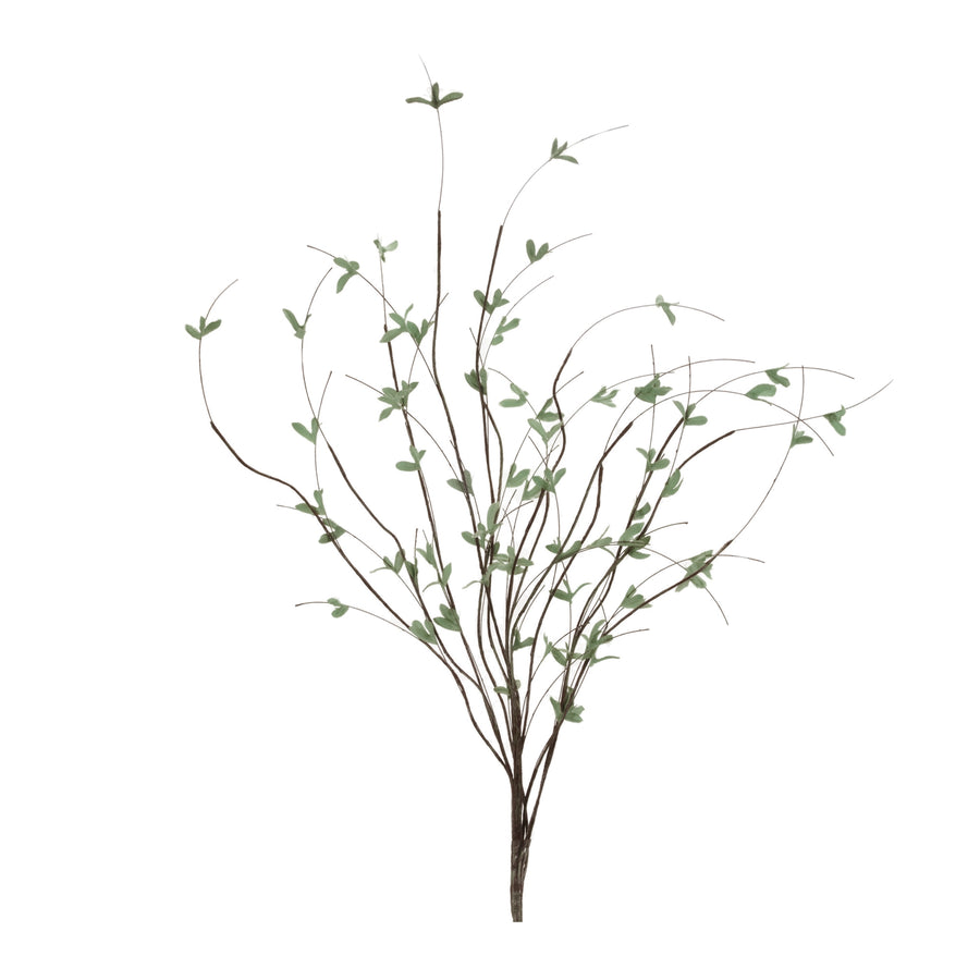 Melrose Raw-Set of 4 Mini Leaf Twig Branches – Green Farmhouse Faux Stems Décor