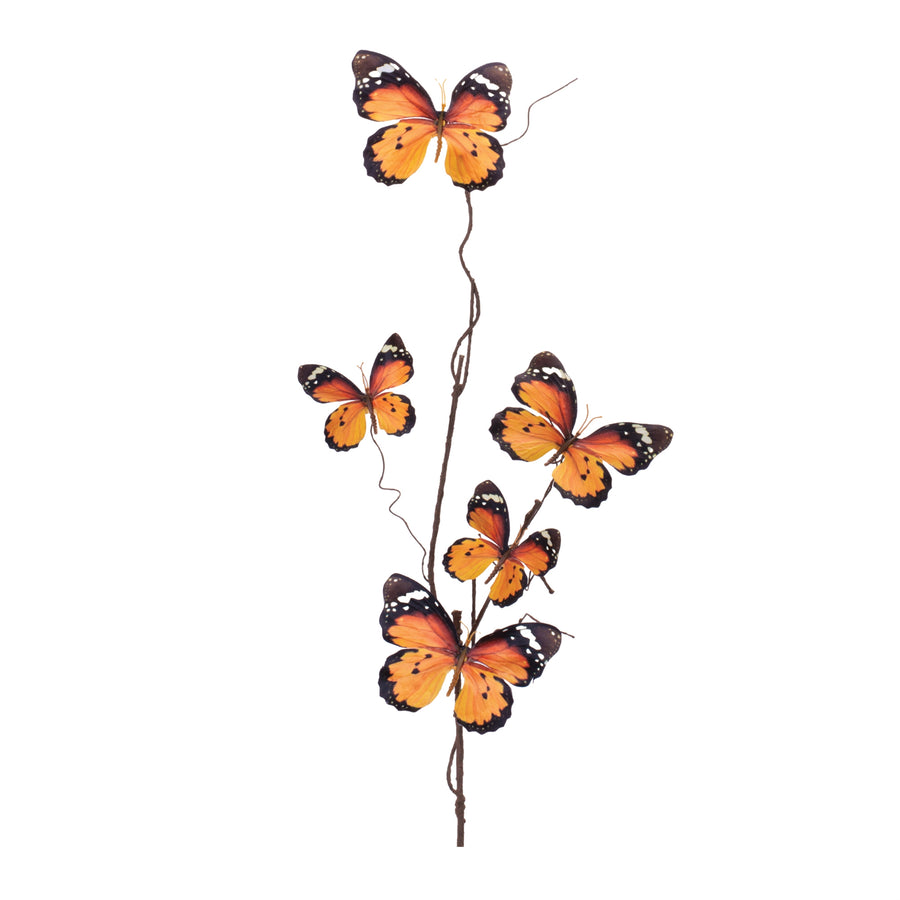 Melrose Raw-Set of 4 Butterfly Twig Sprays Orange and Black – Glam & Luxury Spring Décor