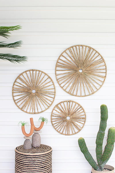 Set of Three Spoked Seagrass Wall Art