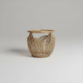Kalalou Raw-Handwoven Seagrass Side Table with Fern Detail – Textured Boho Accent Décor