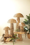 Set of Four Woven Seagrass Mushrooms – Whimsical Boho Décor Set