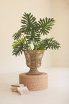 Iron and Seagrass Urn – Rustic Boho Decorative Vessel
