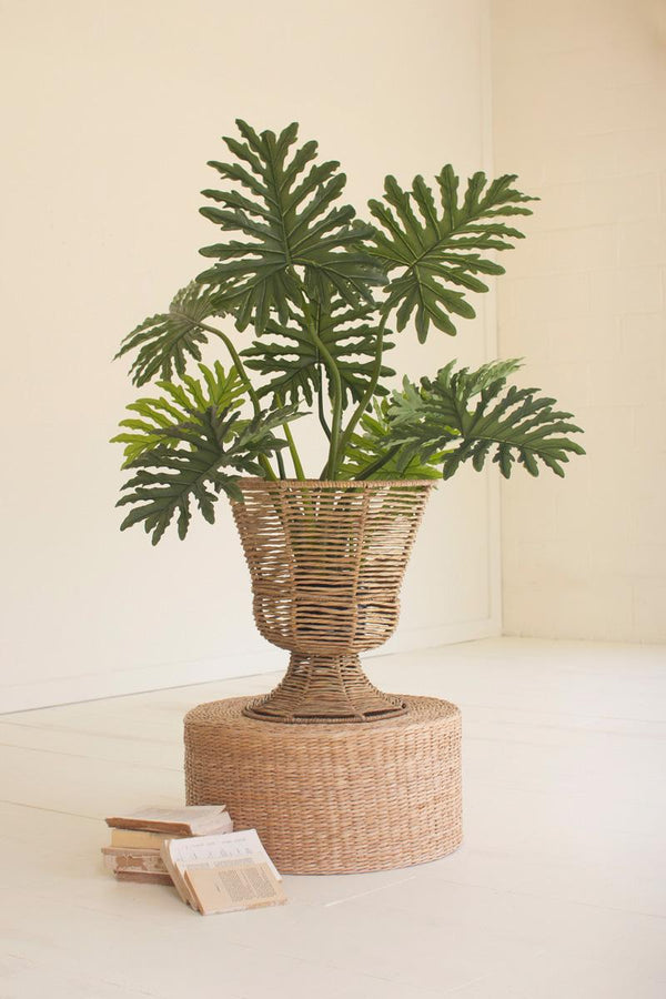 Iron and Seagrass Urn – Rustic Boho Decorative Vessel