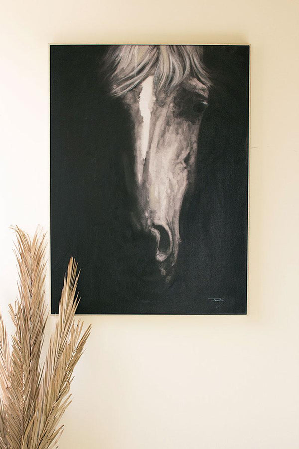 Black & White Horse Painting | Framed Acrylic Wall Art