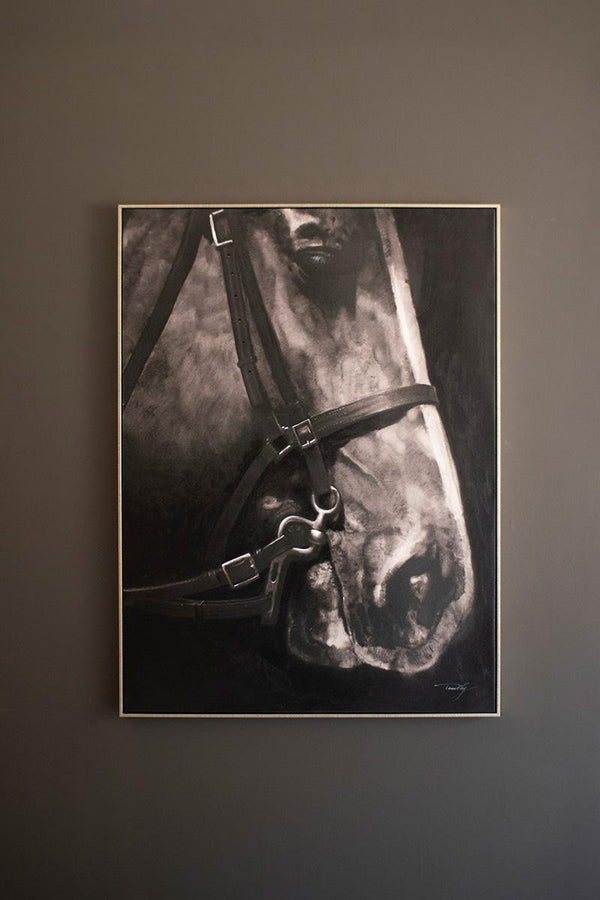Black & White Horse Side View | Framed Acrylic Wall Art
