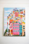 Colorful Houses | Framed Acrylic Painting – Folk Art Wall Décor