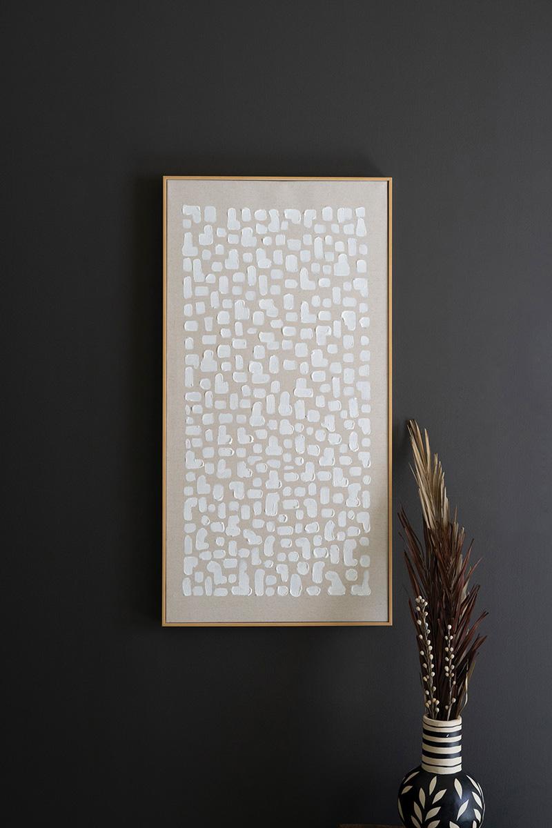 Framed Acrylic Khaki and White Abstract Painting