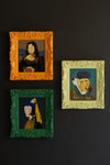 Set of Three Portrait Paintings | Framed Acrylic Gallery Wall Art
