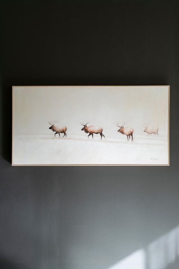 Elk | Framed Acrylic Painting – Wildlife Lodge Wall Art