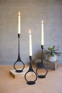 Set of Three Cast Iron Taper Candle Holders – Rustic Fall Farmhouse Décor
