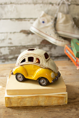 Ceramic VW Bug Night Light – Glazed Multicolor Cottage Sleep Décor
