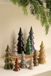 Set of Ten Ceramic Christmas Trees - Eclectic Holiday Tabletop Décor