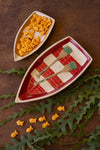 Set of 2 Glazed Ceramic Boat Platters – Farmhouse Spring Serving Décor