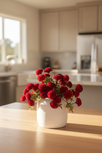 Kalalou Raw-Set of 6 Red Artificial Dahlia Bundles – Plastic Farmhouse Spring Décor