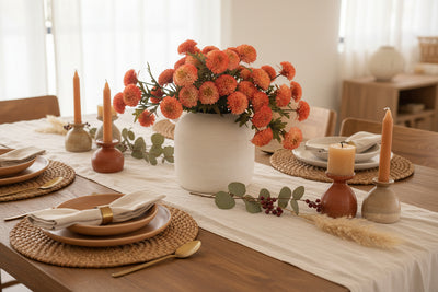 Kalalou Raw-Set of 6 Artificial Orange Dahlias – Plastic Farmhouse Spring Décor