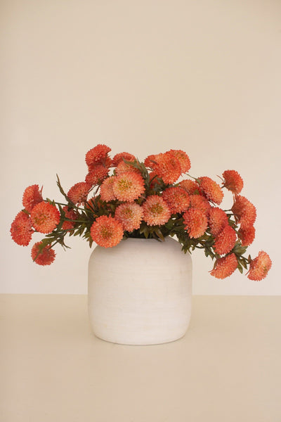 Set of 6 Artificial Orange Dahlias – Plastic Farmhouse Spring Décor