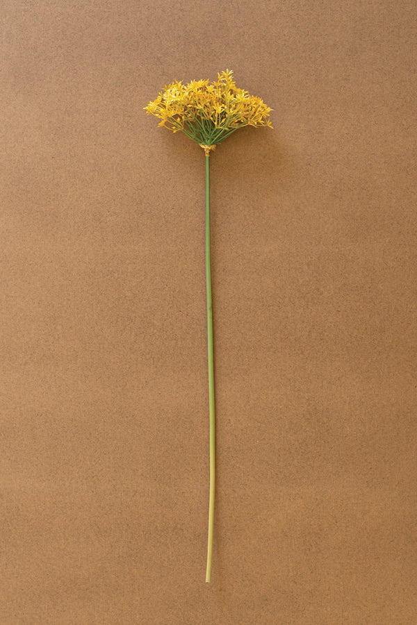 Set of 6 Artificial Yellow Scallion Flower Stems – Rustic Faux Spring Floral Décor