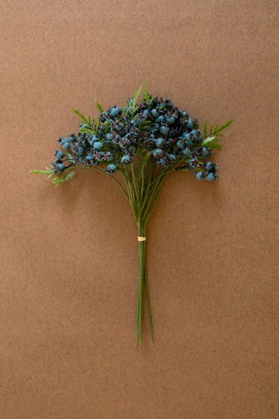 Kalalou Raw-Set of 6 Artificial Blueberry Bundle – Rustic Faux Floral Spring Décor