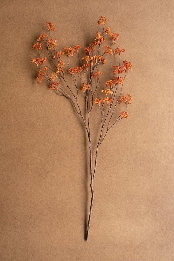 Set of 6 Artificial Rice Flower Stems – Rust Faux Floral Fall Décor